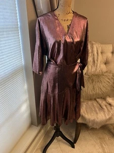 Etcetera Metallic Wrap Dress Size 10, New Without Tags - Picture 1 of 5