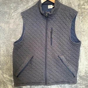 Chaleco polar acolchado Faherty Epic cremallera completa azul marino grande para hombre - Imagen 1 de 9