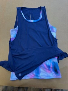 Athleta - Girls Tank Top Yoga / Blue Sleeveless with Inner bra layer - Size 12 - Picture 1 of 4