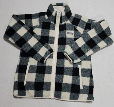 Chaqueta polar Columbia West Bend cremallera completa para mujer estampado a cuadros blanco y negro Foto 1 de 4