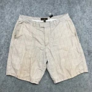 Tasso Elba Shorts Mens Size 38 Tan Plaid Linen Blend Relaxed Fit Regular Length - Picture 1 of 12