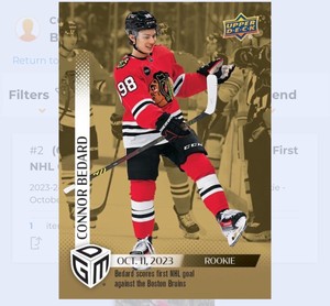 2023-24 Connor Bedard Game Dated Moments #2 GOLD /100 Rookie READ DESCRIPTION