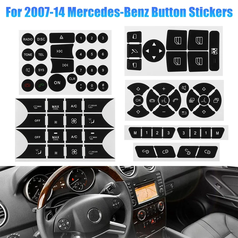 Button Repair Kits Window Switch Sticker For Mercedes-Benz C250 CLA200 C300 C200 Foto 1 de 4
