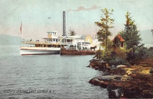 Postcard NY: Hulett's Landing, Ships, Lake George, New York, 1910's, Rotograph - Picture 1 of 2
