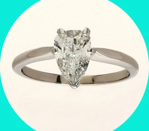 .97CT H diamond solitaire engagement ring 14K white gold pear brilliant - Picture 1 of 9