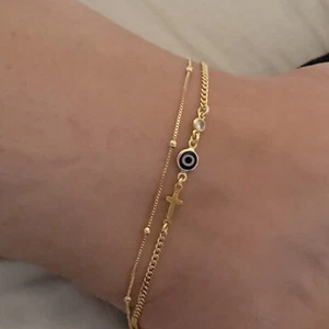 Evil Eye Fußkettchen Set 18K Gold Gefüllte Fußkettchen Gold Zart Fußkettchen für Frau, Fußkettchen - Bild 1 von 6