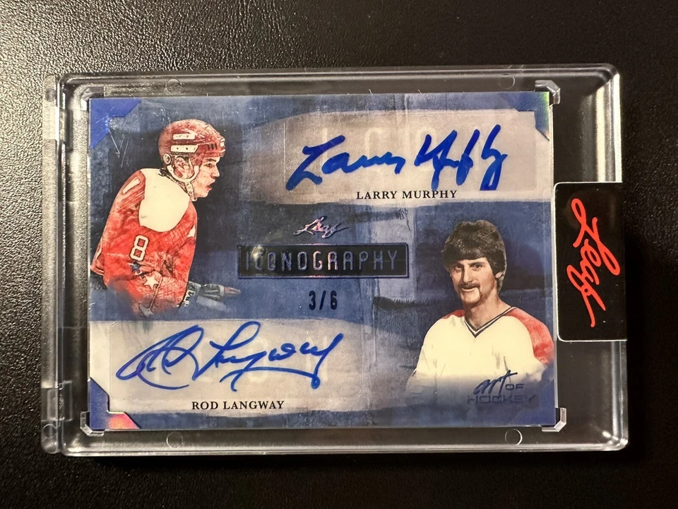 2022 Leaf Art Of Hockey Iconography Navy Holofoil LANGWAY/MURPHY #I-15  #’d 3/6 - Image 1 of 2