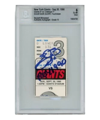 Boleto de losa "ROY" Beckett 40882 autografiado/firmado por Emmitt Smith Foto 1 de 2