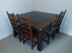 Solid 8 Seat Hardwood Dining Table with Chairs - Picture 1 of 5