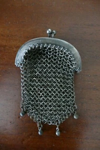 Antique Solid Silver Mesh Small Chaplain Purse? 3 hallmarks - Picture 1 of 8