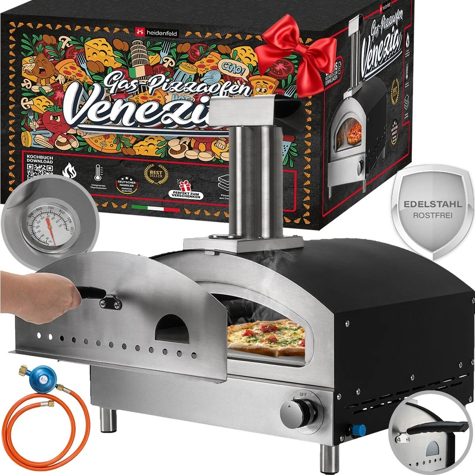 Pizzaofen Gasofen Pizzabackofen Ofen Backofen Edelstahlofen Pizzastein Venezia - Bild 1 von 4