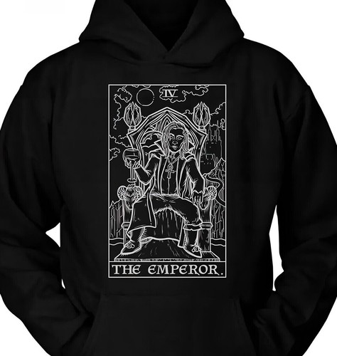Felpa con cappuccio carta tarocchi The Emperor Dracula vampiro coppia spettrale San Valentino