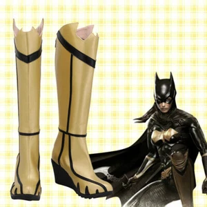 Batman Arkham Knight Batgirl Cosplay Long Boots Gold Halloween Women Custom-made - Picture 1 of 10