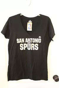 NWT San Antonio Spurs NBA Majestic S/S V-Neck Cotton Tee Shirt Womens L - Picture 1 of 6