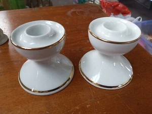 Winterling Marktleuthen Bavaria Porcelain Footed Candlestick Holders Pair 3"  - Picture 1 of 2