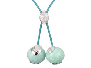 Click & Clack Leaves Necklace With Amazonite - Picture 1 of 3