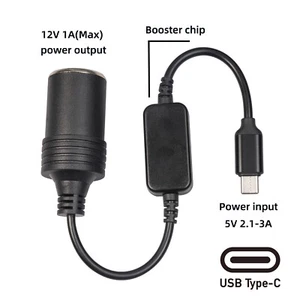 Type-C 5v To 12v Cigarette Lighter Female Boost Power Adapter Cable Boost Power - Zdjęcie 1 z 9