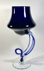 Centro de mesa de vidrio artístico azul cobalto medusas Krosno Makora candelabro o jarrón - Imagen 1 de 18