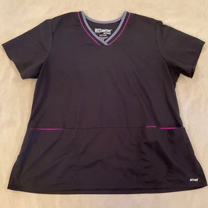 Top Grey's Anatomy 2XL para mujer negro activo gris escote púrpura acento - Imagen 1 de 3