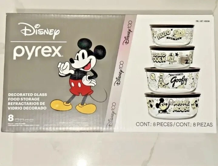Disney 100 Year Anniversary Pyrex Glass Food Storage Bowl and Lid Set | 8 Pieces - Image 1 of 1