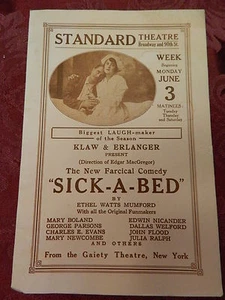 STANDARD THEATRE " SICK-A-BED" 1 PAGE PROGRAM - Picture 1 of 3