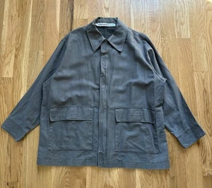 YSL Yves Saint Laurent Jeans Grey Linen Blend Overshirt Lightweight Jacket M - Picture 1 of 13