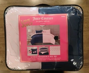Juicy Couture Reversible Pink/Blue KING 8pc Comforter Set w/Cherry Sheets,Pillow - Picture 1 of 5