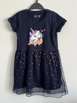 Girls Summer Unicorn Tutu Party Casual Pleated Short Sleeve Dress Age 6-7 Years - Image 1 of 3
