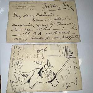 Harry Furniss Punch ILN Illustrator Autogramm Karikaturen Karte RA Selbstportrait - Bild 1 von 4