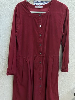 Vestido Smith & Hawken S Botón Maxi 100% Algodón Pana BOLSILLOS Rojo Arándano Foto 1 de 4