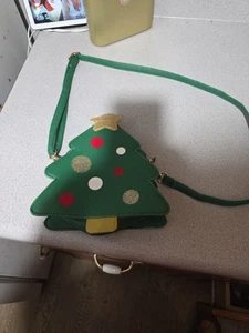 Weihnachtsbaum Handtasche Tasche Crossbody Urlaub Party Goldrand langer verstellbarer Riemen - Bild 1 von 9