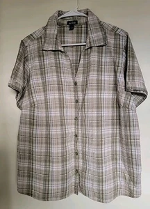 VTG Erika  Seersucker button up blouse  top size 1X - Picture 1 of 3