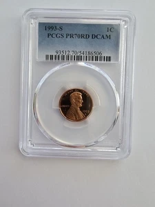 PR70 RD DCAM 1993 S LINCOLN PENNY/CENT GRADED PCGS 1C S MINT CLAD COIN - Picture 1 of 8