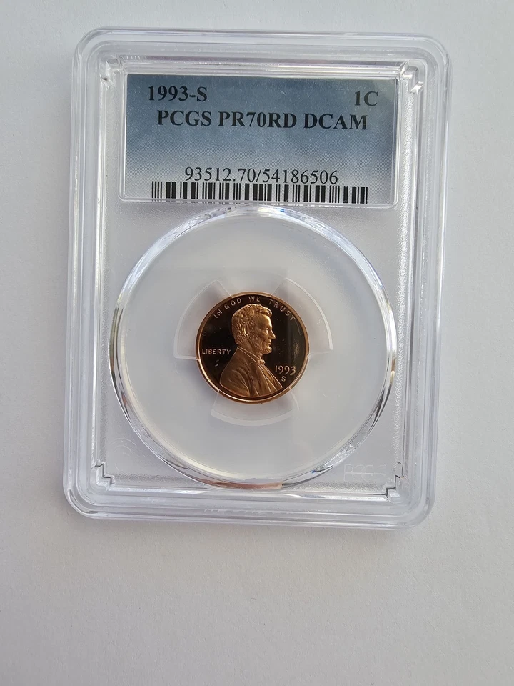 PR70 RD DCAM 1993 S LINCOLN PENNY/CENT GRADED PCGS 1C S MINT CLAD COIN - Image 1 of 4
