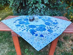 Tablecloth Flowers Leaves Flowers Ornaments Ivy Bellflowers Vintage Cotton - Picture 1 of 10