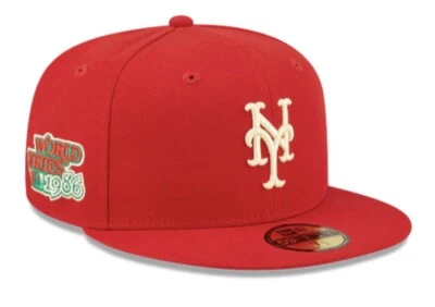 New York Mets New Era State Fruit 59FIFTY Hat 1986 Word Series Patch Size 7 1/2 - Image 1 of 4