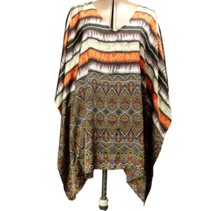 Poncho Chico's Boho a Rayas Geométrico Playa Cuello en V Multicolor S/M - Imagen 1 de 22