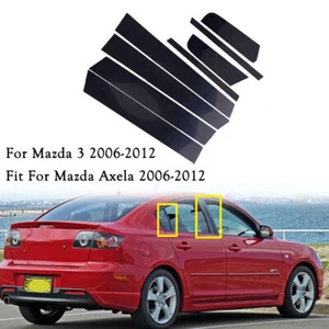 8pcs Gloss Black Pillar Posts Door Trim Cover For Mazda 3 2006 2007 2008 - Foto 1 di 15