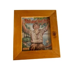 Wood Framed Vintage Illustrated Fishing Outdoor South Bend New Times In Fishing - Picture 1 of 5