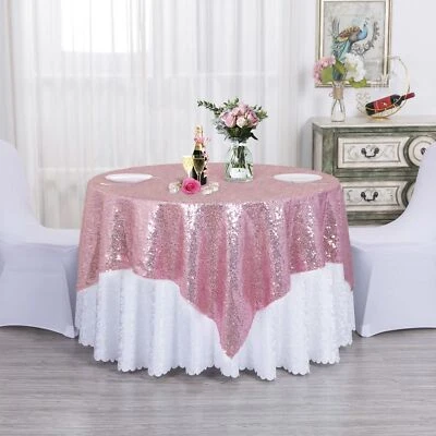 Mantel de lentejuelas rosa fucsia 72x72 pulgadas cumpleaños/boda fiesta mesa decoración... Foto 1 de 4