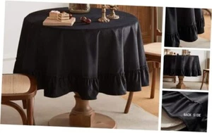 Soft Luxurious Velvet Tablecloth, Ruffled Solid Color Round Thick Tablecloth, - Picture 1 of 7