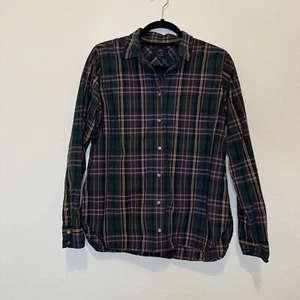 J Crew Classic Green Front Pocket Plaid Long Sleeve Blouse Womens Size 10 - Bild 1 von 6