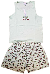 Ladies 2 piece Pajamas Green Monkey Shorts and Top Set Large New Tags Free Ship - Picture 1 of 5