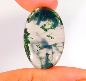 Piedra preciosa suelta cabujón ovalado ágata musgo verde natural de 17 quilates 26x16x5 mm CG = 0220 - Imagen 1 de 6