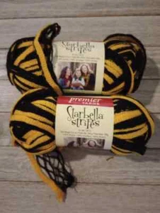 crochet yarn ruffle starbella premier team stripes yellow black mixed lot new - Picture 1 of 3