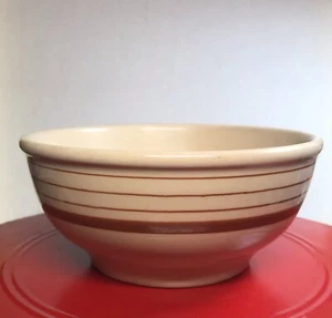 Vintage Pottery Mayan Ware Yellow Bowl with Brown Stripes 5 Inch - Picture 1 of 8