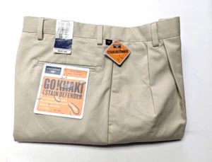 Pantalones chinos Dockers para hombre 33x30 plisados puños defensor de manchas caqui calce clásico - Imagen 1 de 8