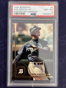 1994 Bowman Ken Griffey Jr Superstar Sampler #5 PSA 8