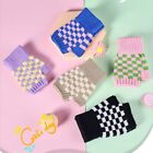 Warm Chessboard Mittens Windproof Knitted Gloves Fingerless Gloves  Writing