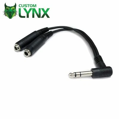 CUSTOM LYNX Cavo sdoppiatore cuffie jack 6,35 mm. Spina stereo a 2 x prese stereo. 20 cm